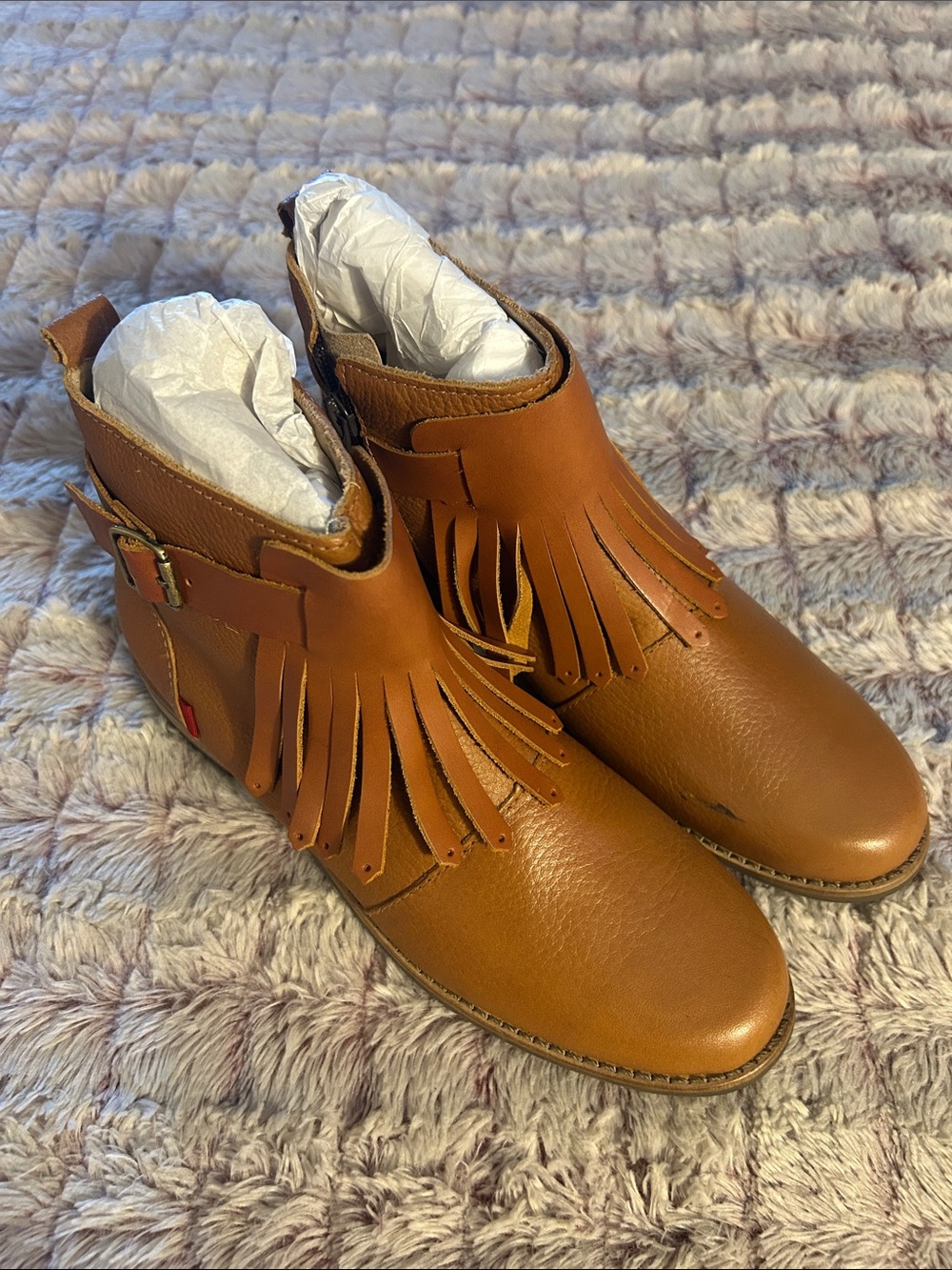 Marc Joseph New York Fringe Leather Ankle Boots size 5. New